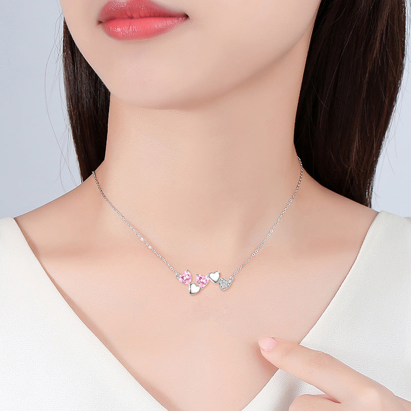 Sterling Silver Necklace – Pink Zircon