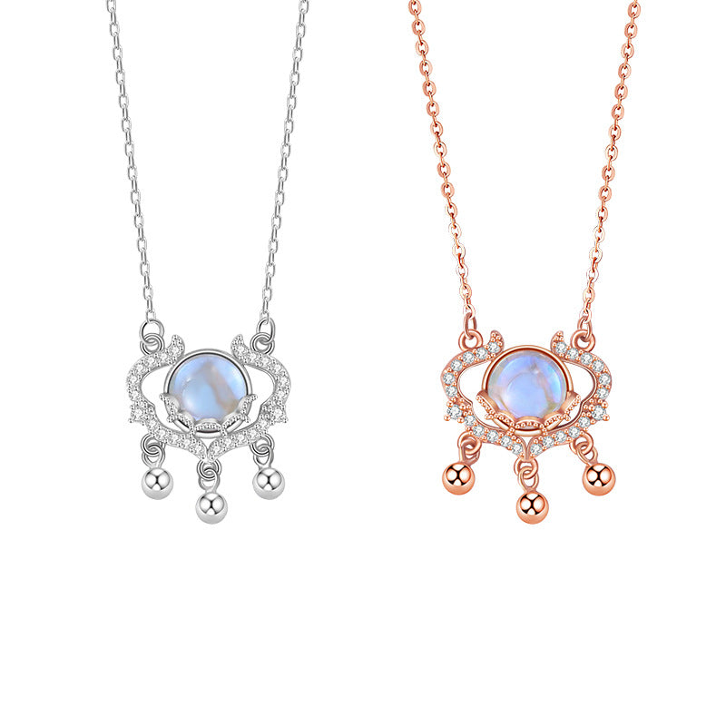 Sterling Silver Lock Necklace – Moonstone