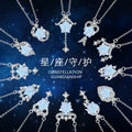 Twelve Constellation Sterling Silver 925 Necklace Female Niche Design Light Luxury Glass Stone Clavicle Chain Ins Style Star Pendant