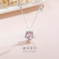 Cherry Blossom Sterling Silver 925 Necklace Female Niche Design Light Luxury Pink Zircon Clavicle Chain Get Things Ins Style Pendant