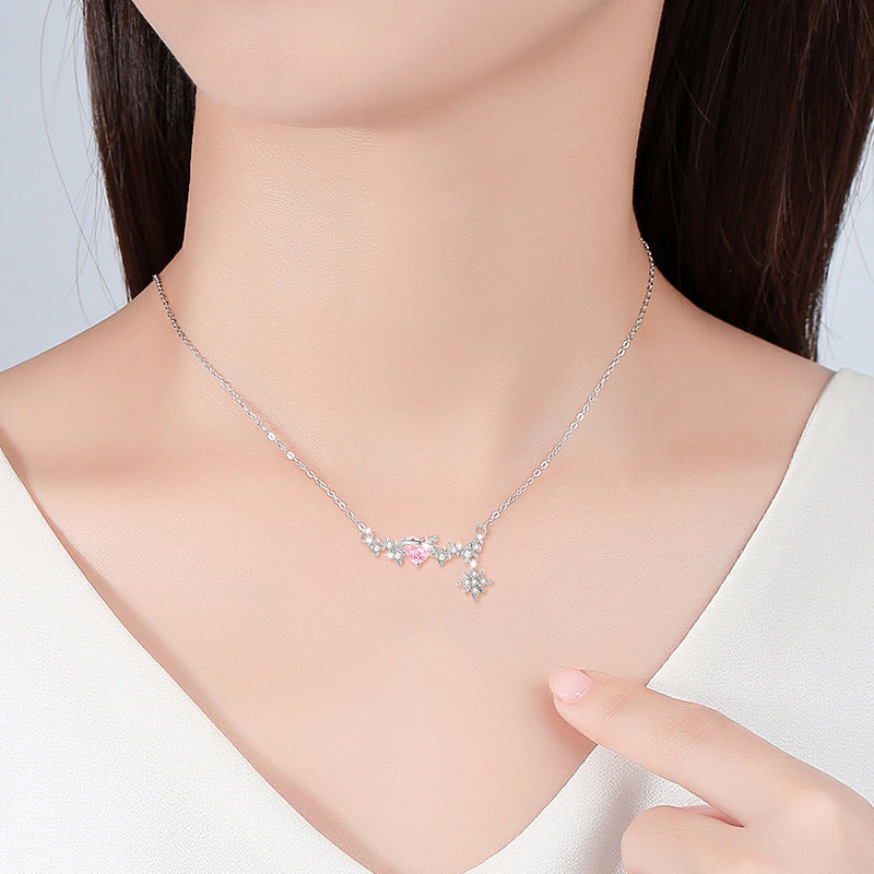 Planet Sterling Silver 925 Necklace Female Niche Design Light Luxury Zircon Clavicle Chain Get Things Ins Style Love Pendant