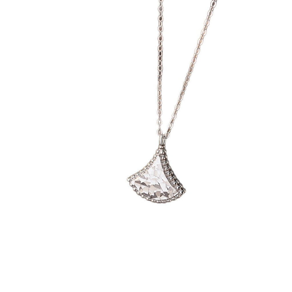 Small Skirt Sterling Silver 925 Necklace Women's Light Luxury High-Grade Fan-Shaped White Fritillary Clavicle Chain Ins Style Skirt Pendant