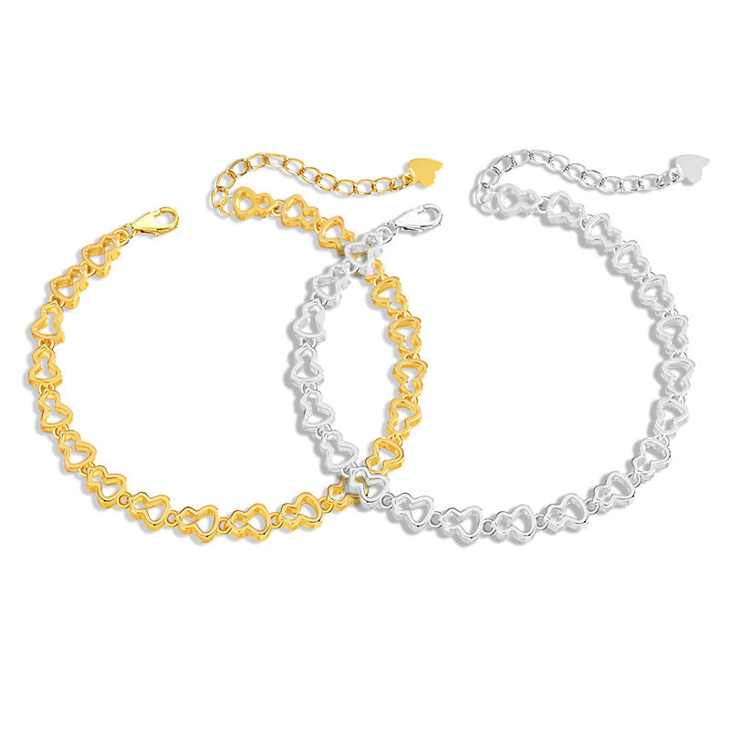 Fu Lu Double Full Sterling Silver 925 Bracelet Female New Chinese National Fashion Gourd Bracelet Ins Style Valentine's Day Gift Bracelet