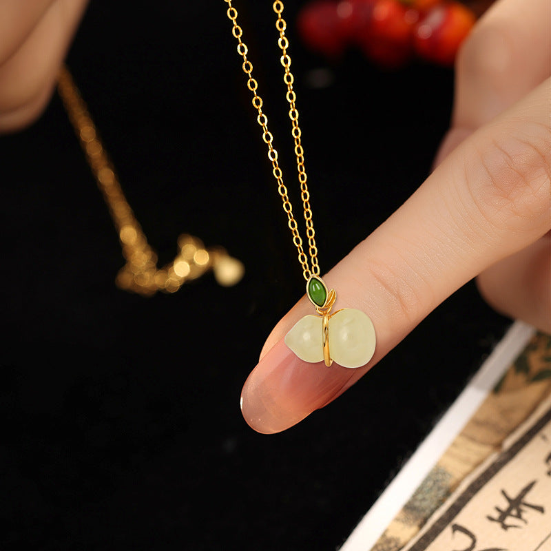 Sterling Silver Gourd Necklace – Hetian Jade