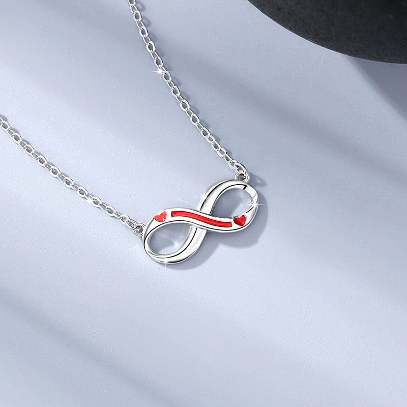 Mobius Ring Sterling Silver 925 Couple Necklace Men's and Women's Light Luxury Love Clavicle Chain Ins Infinite Symbol Pendant