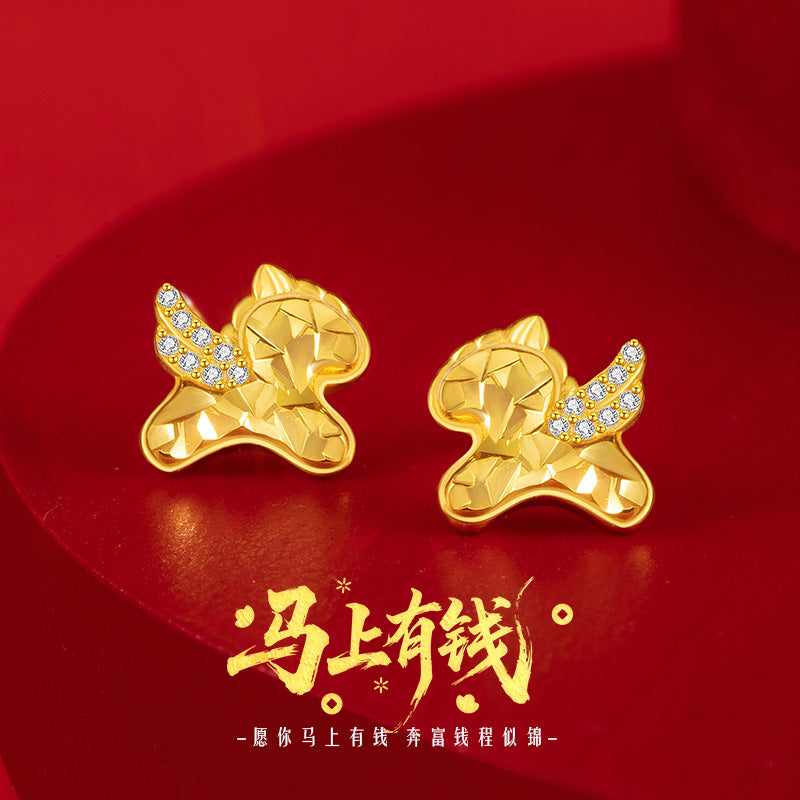 Sterling Silver Flower and Zodiac Stud Earrings – Zircon Accents