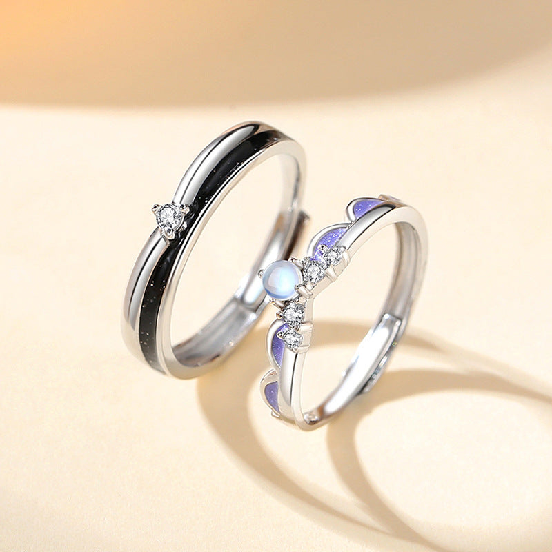 Adjustable Sterling Silver Crown Ring – Zircon Accents