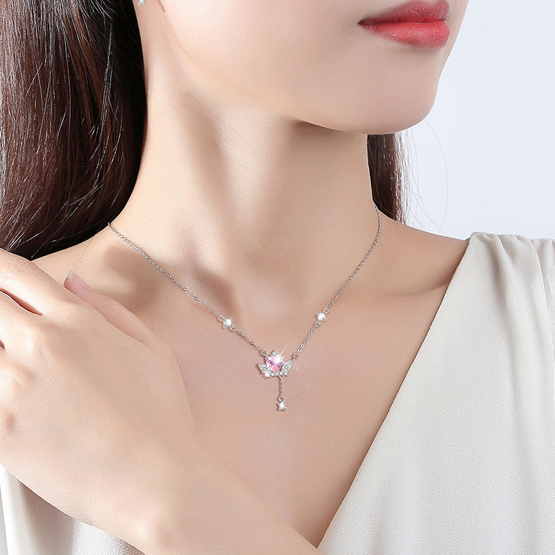 Sterling Silver Angel Wing Necklace – Zircon Accents