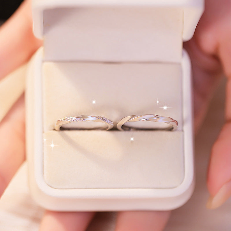 Mobius Pure Silver 999 Couple Ring Men's and Women's Light Luxury High-Grade Frosted Plain Ring 520 Valentine's Day Ring