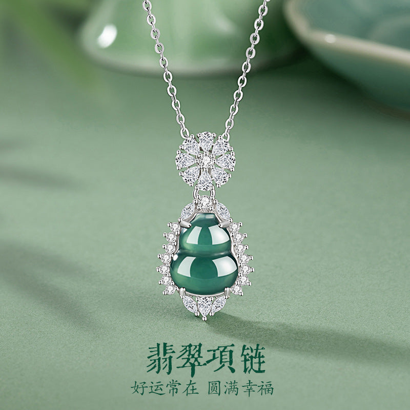 Sterling Silver Gourd Necklace – Jade