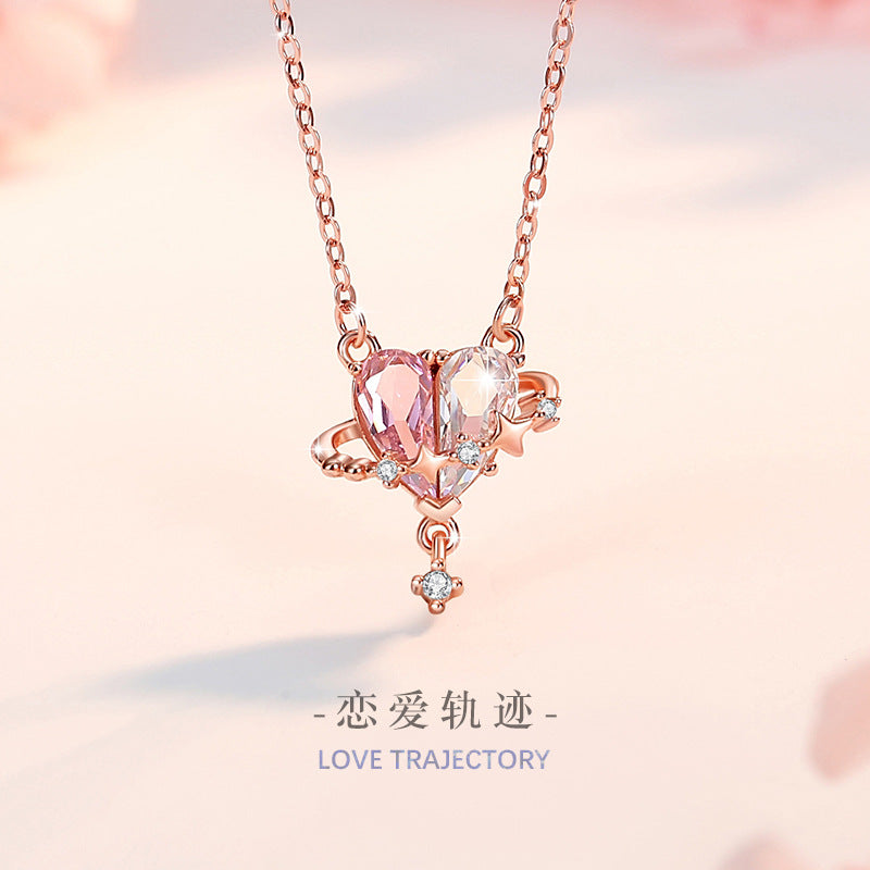 Lovely Sterling Silver 925 Necklace Female Niche Design Light Luxury Planet Tassel Clavicle Chain Get Things Ins Star Pendant