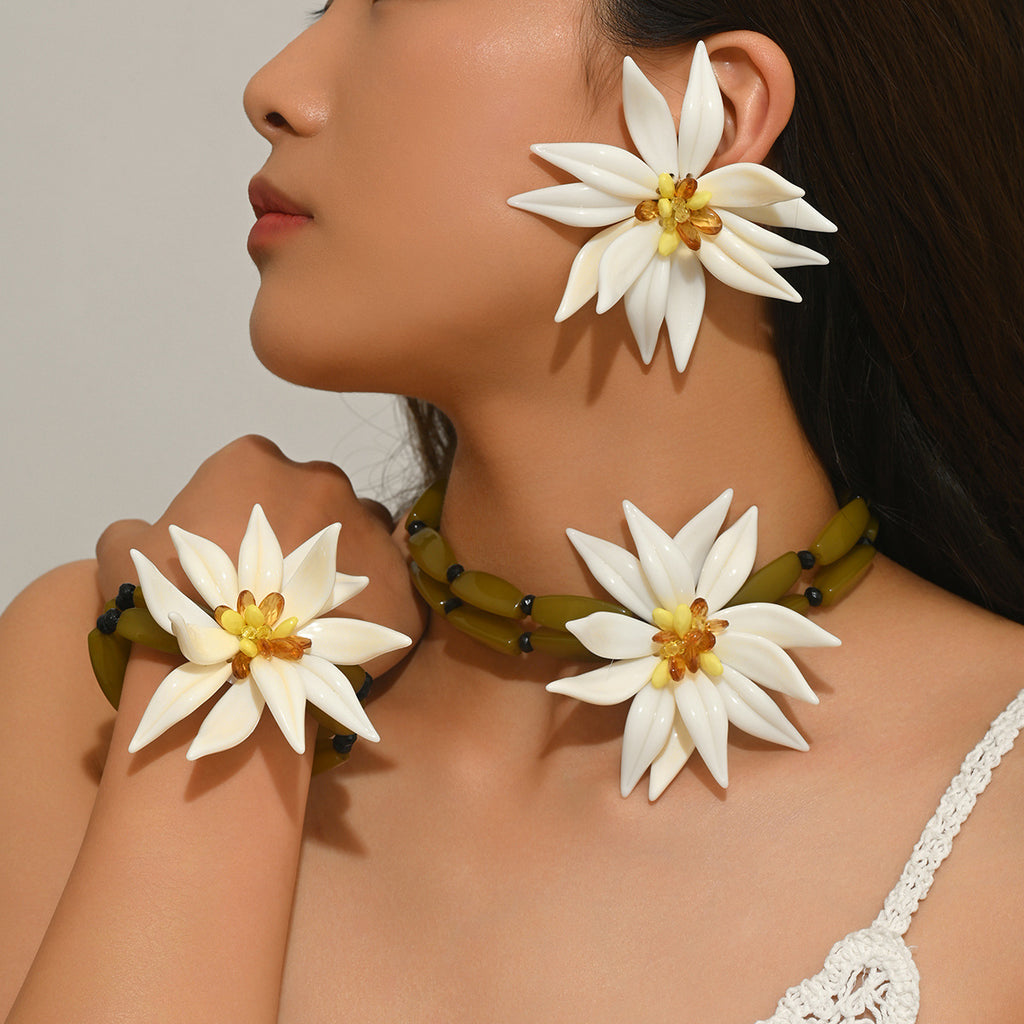 White Flower Statement Jewelry