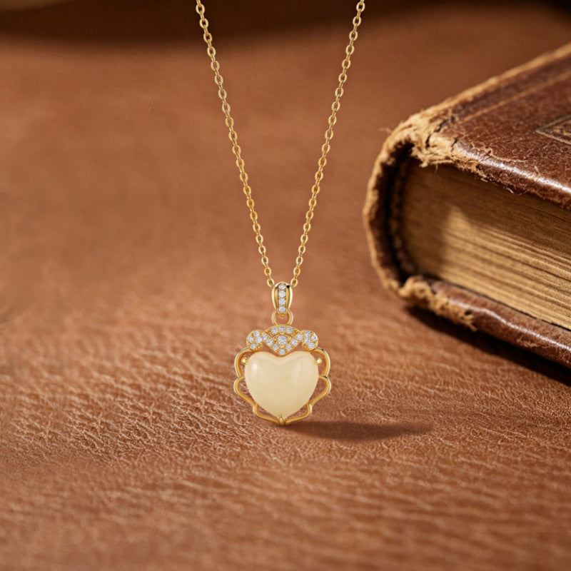Sterling Silver Arrow and Heart Necklace – Hetian Jade