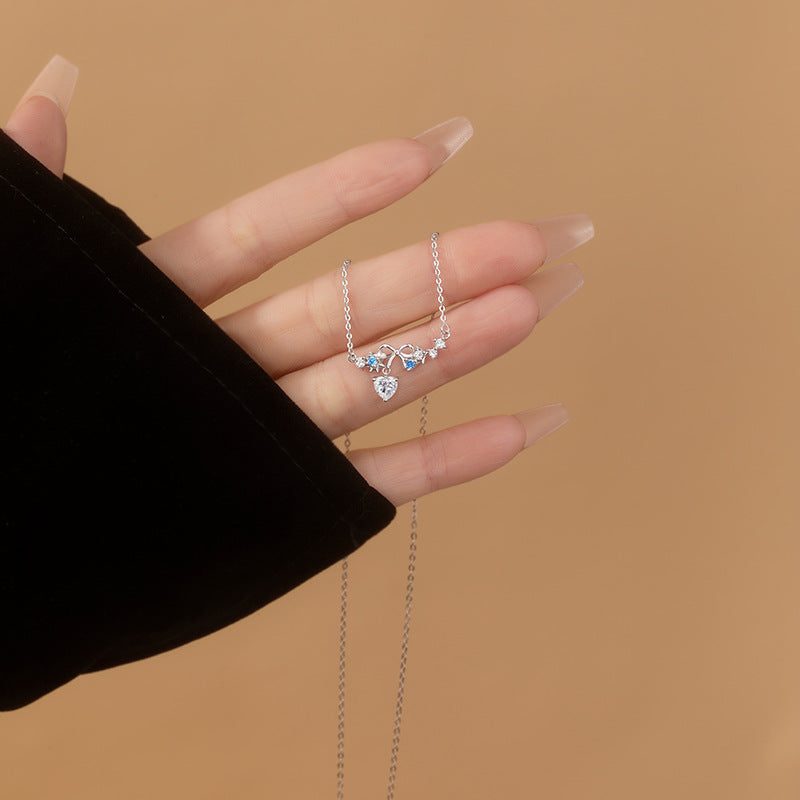 2026 New Love Color Changing Stone S925 Sterling Silver Necklace Female UV Light Changing Zircon Niche Light Luxury Ins Style