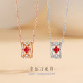 Small Waist Sterling Silver S925 Necklace Women's Light Luxury Small Zircon round Clavicle Chain Lucky Clover Pendant