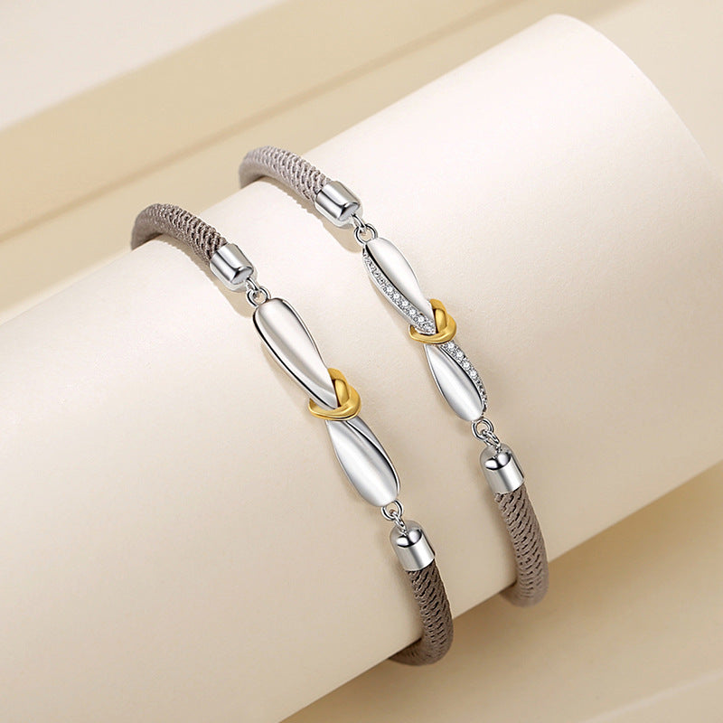 Original Heart-Shaped Couple Bracelet a Pair of Bracelet 925 Sterling Silver Mobius Light Luxury Style Valentine's Day Gift Delivery