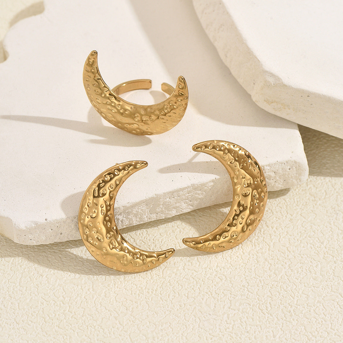 Hammered Crescent Earrings — product image 3