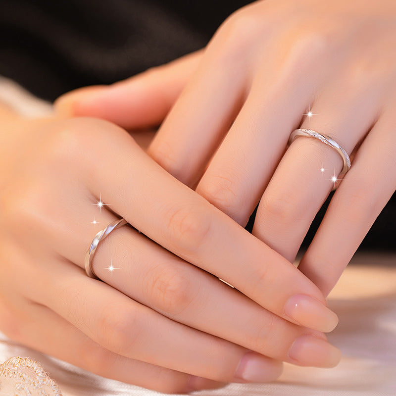 Mobius Pure Silver 999 Couple Ring Men's and Women's Light Luxury High-Grade Frosted Plain Ring 520 Valentine's Day Ring