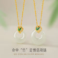 High-Rise Sterling Silver 925 Couple Necklace High-Grade Hetian Jade Bamboo Clavicle Chain Safety Buckle Bamboo Pendant
