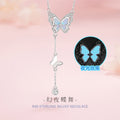 Butterfly Pure Silver 999 Luminous Necklace Female Cute Sweet Style Tassel Clavicle Chain Small Red Book Same Zircon Pendant