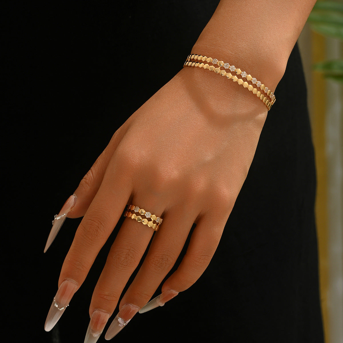 Double-Row Textured Open Cuff Jewelry — product image 2