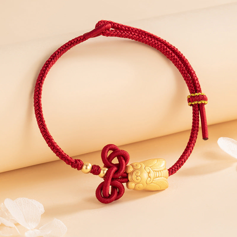 Amazing Sterling Silver 925 Bracelet National Fashion Gold Ranking Title Wenchang Knot Woven Bracelet Exam Ashore Cicada Bracelet