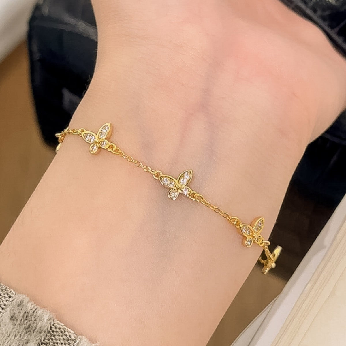 Butterfly Sterling Silver 925 Bracelet Female Niche Design Light Luxury Zircon Bracelet Ins Style Gift Girlfriend Love Bracelet