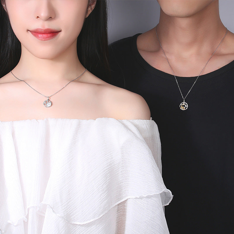 A Shell Has Your Sterling Silver 925 Couple Necklace Men's and Women's Light Luxury Niche Design Clavicle Chain Whale Has Your Pendant