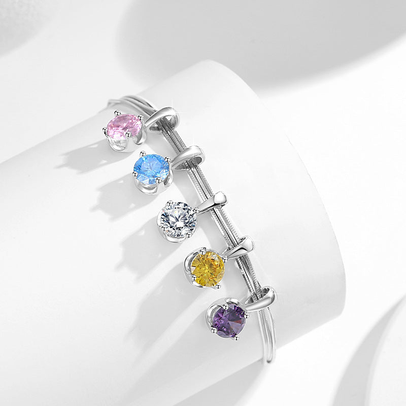 Sterling Silver Heart Bracelet – Zircon Accents