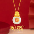 Immediately Rich Sterling Silver 925 Necklace Women's Light Luxury Hetian Jade Birth Year Clavicle Chain Zodiac Horse Safety Buckle Pendant