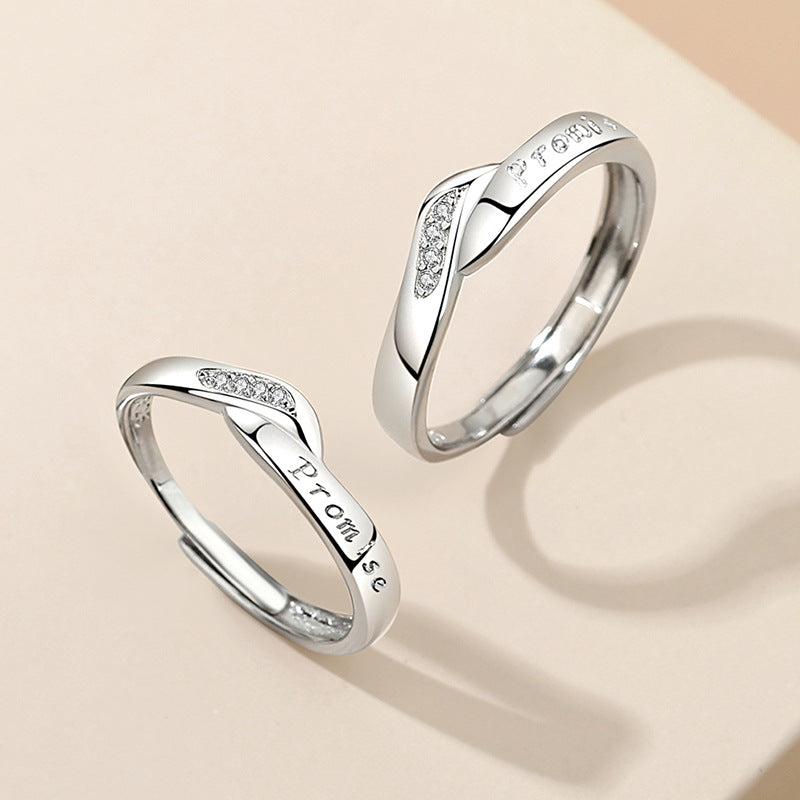 Mobius Sterling Silver 925 Couple Ring Fashion Versatile Commitment Light Luxury Ins Style Valentine's Day Gift Pair Ring