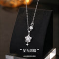 Star Sterling Silver S925 Necklace Women's Fashion All-Match Zircon Five-Pointed Star Clavicle Chain Ins Style Meteor Shower Pendant