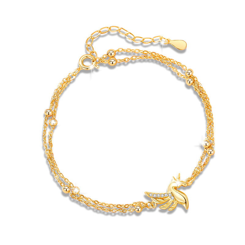 Unicorn Sterling Silver 925 Bracelet Female Niche Design Light Luxury Zircon Bracelet Get Things Ins Style Tianma Bracelet