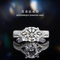 Moissanite Sterling Silver S925 Ring Women's Light Luxury Small Diamond Ring Golden Classic 4-Grab 1 Karat-Inch Diamond Bracelet