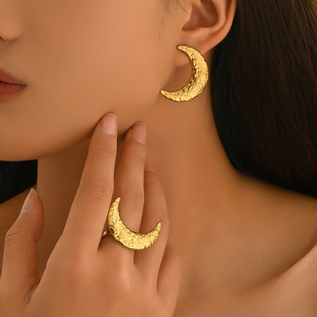 Hammered Crescent Earrings — product image 2