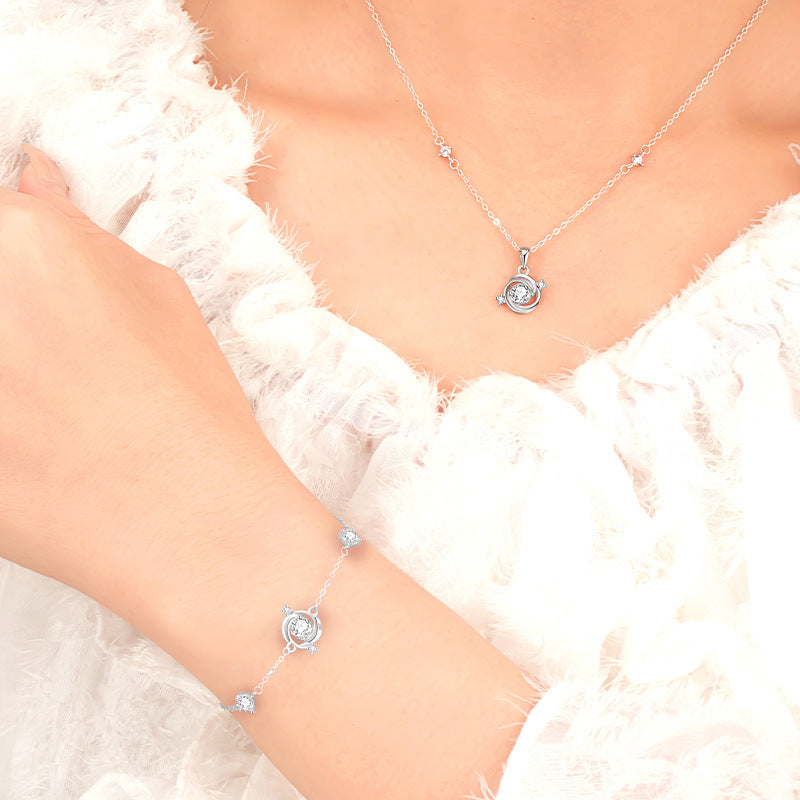Sterling Silver Rose Jewelry – Zircon Accents