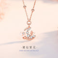 Flowers like Brocade Sterling Silver 925 Necklace Light Luxury Sweet Peach Blossom Shell Clavicle Chain Ins High-Grade Butterfly Pendant