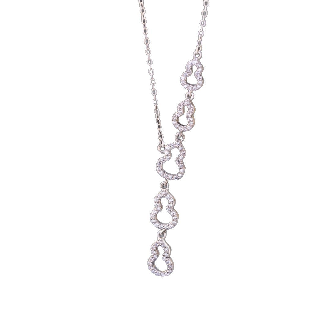 Gourd Sterling Silver 925 Necklace Women's Light Luxury High-Grade Tassel Zircon Clavicle Chain Ins Style Little Red Book Same Pendant