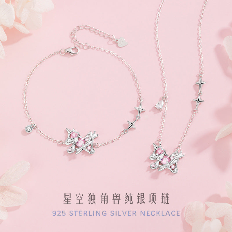 Sterling Silver Unicorn and Star Jewelry – Zircon Accents