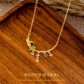 New Chinese Style Ancient Style S925 Sterling Silver Necklace Women's High-Grade Versatile Jasper Bamboo Necklace Holiday Gift Accessories Women