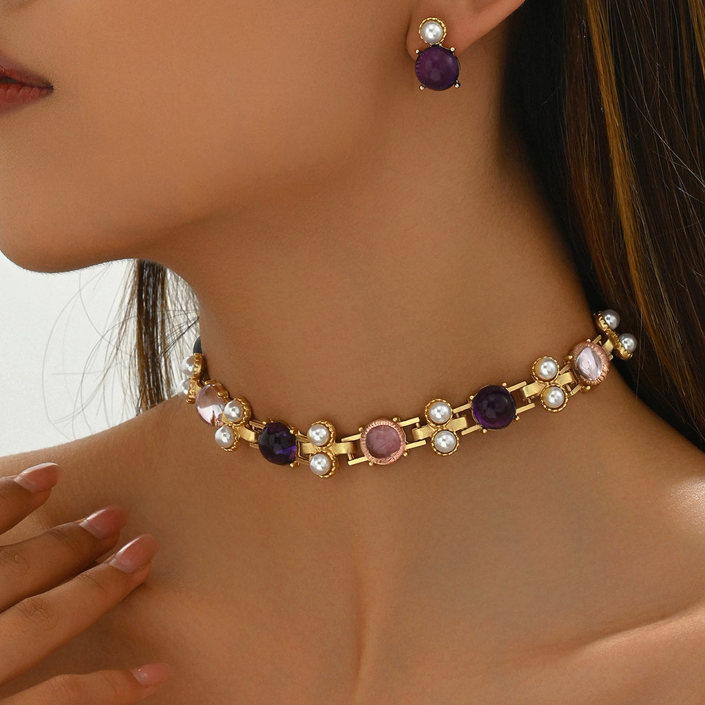 Purple and Pearl-Effect Jewelry