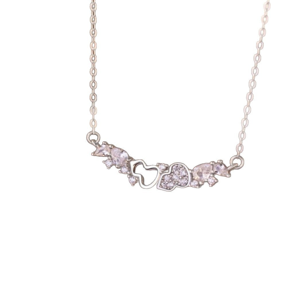 Gourd Pure Silver 999 Necklace Female Niche Design Light Luxury Star Zircon Clavicle Chain Small Red Book Same Pendant