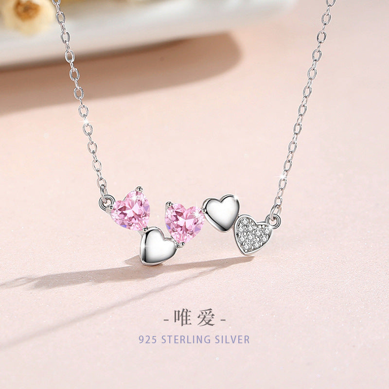 Sterling Silver Necklace – Pink Zircon
