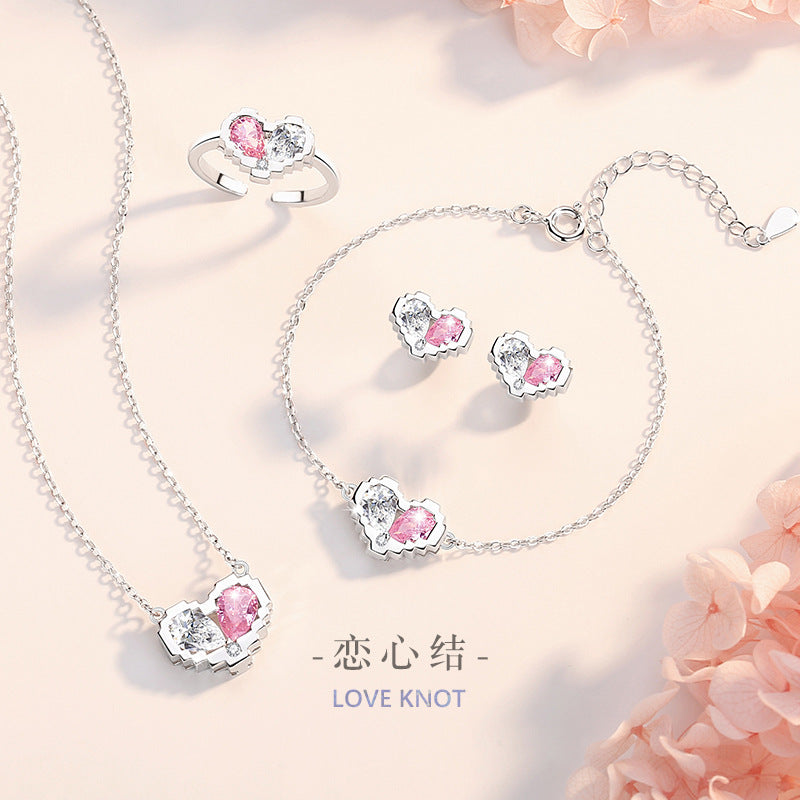Armband aus 925er Sterlingsilber – Herz und rosa Zirkonia