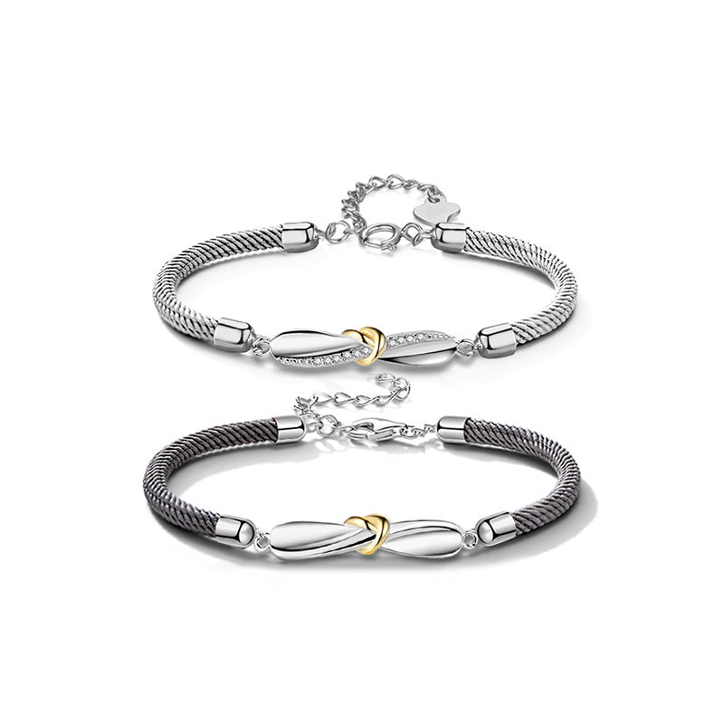 Original Heart-Shaped Couple Bracelet a Pair of Bracelet 925 Sterling Silver Mobius Light Luxury Style Valentine's Day Gift Delivery