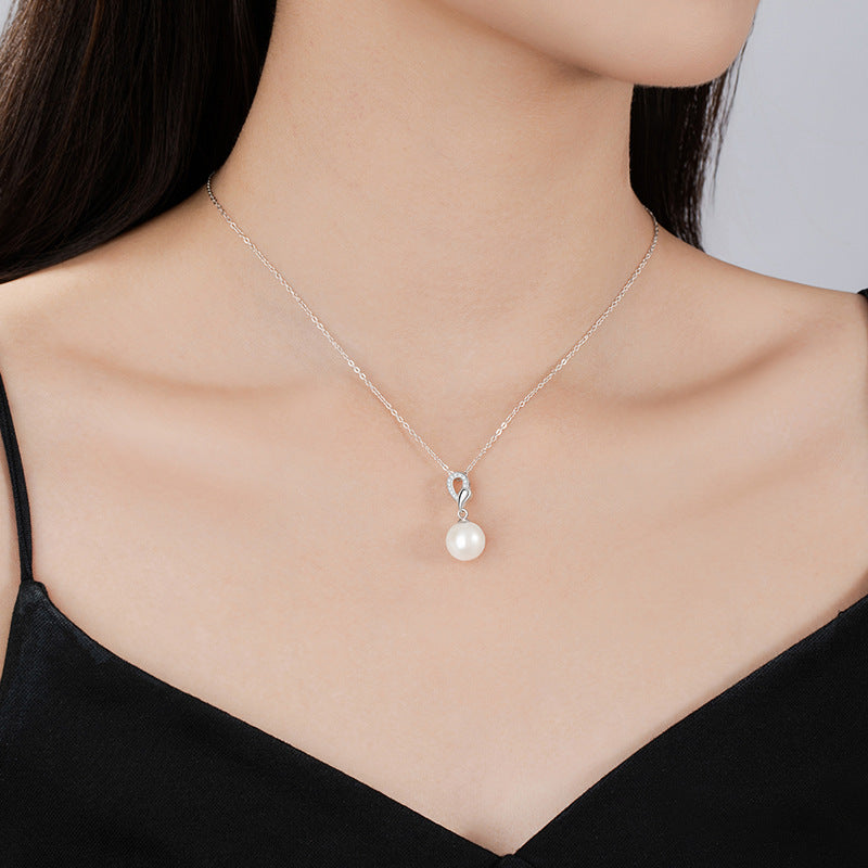 Natural Freshwater Pearl Sterling Silver 925 Female Niche Design Light Luxury Leaf Pendant Ins Style Birthday Gift Pendant
