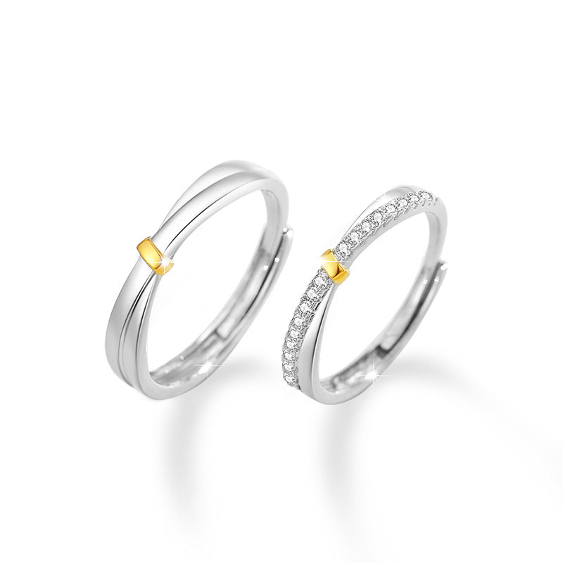 Tongxin Knot Sterling Silver 925 Couple Ring Men's and Women's Fashion Versatile Zircon Ring Ins Style Mobius Ring