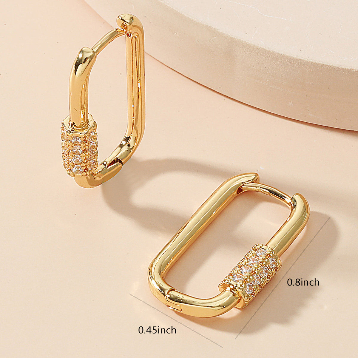 Sparkling Rectangular Hoop Earrings — product image 4