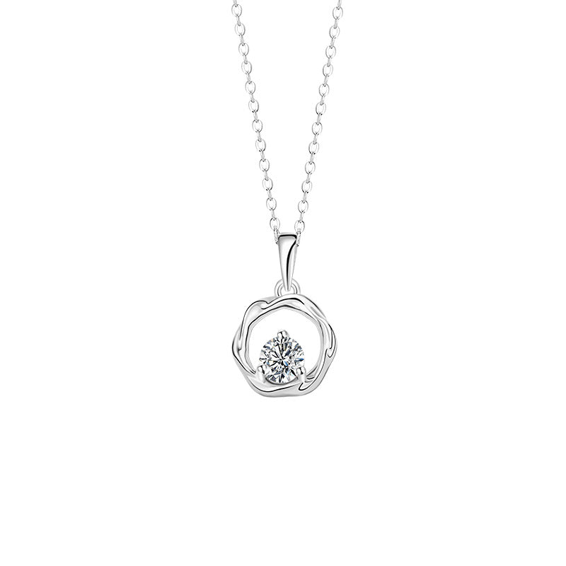 Mobius Ring Pure Silver 999 Necklace Niche Design Light Luxury Zircon Clavicle Chain Ins Style round Pendant