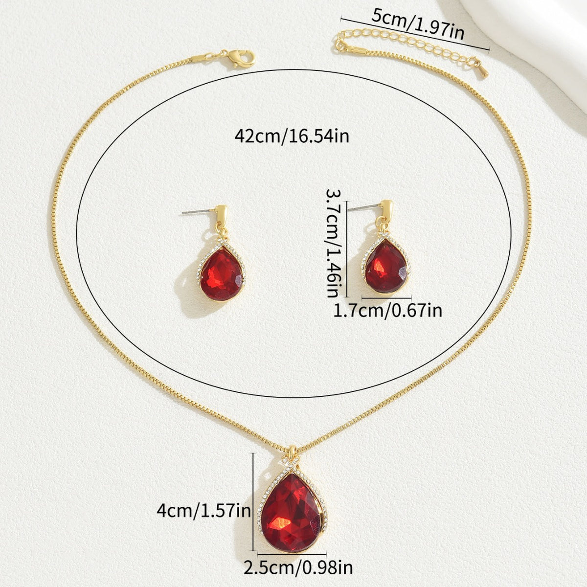Ruby-Color Teardrop Jewelry — product image 4